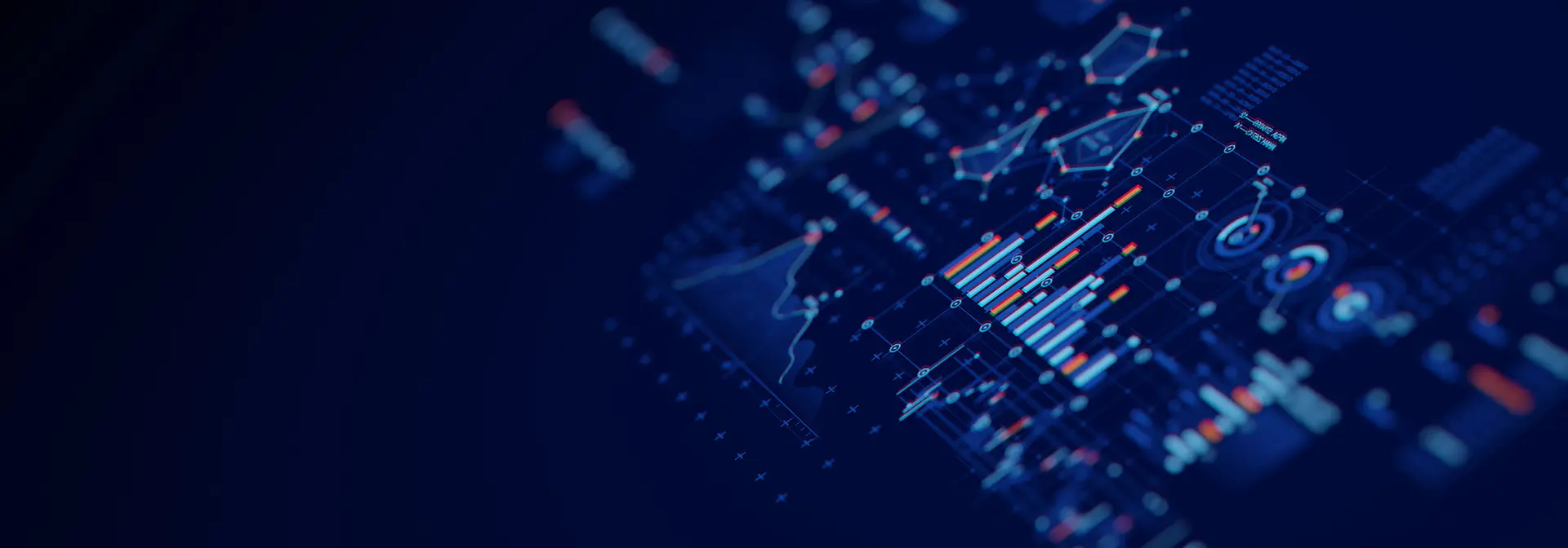 Abstract graphic of charts and diagrams on a dashboard