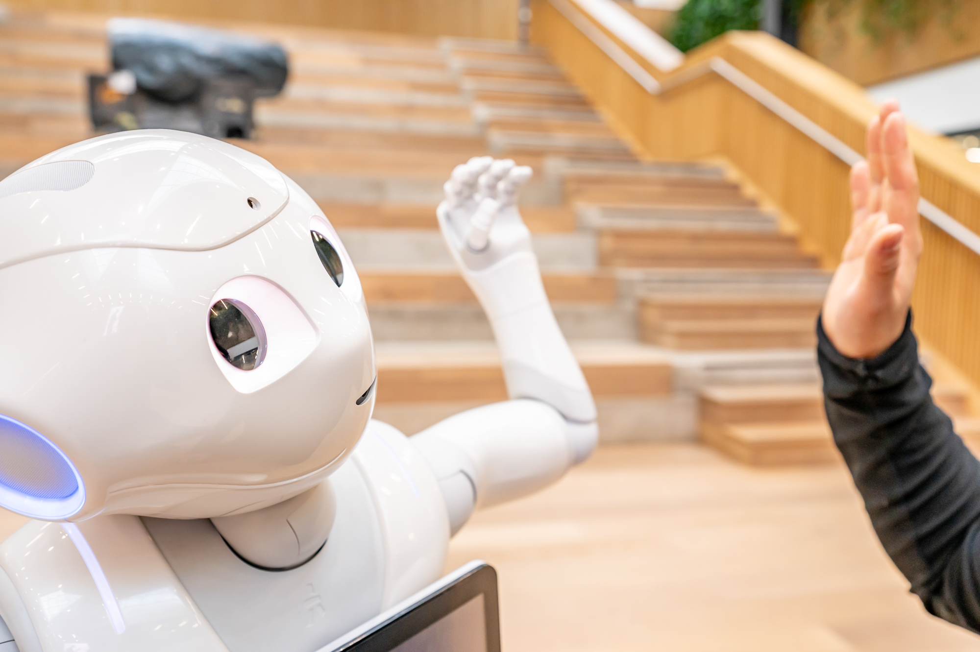 Robot high-fiving a human