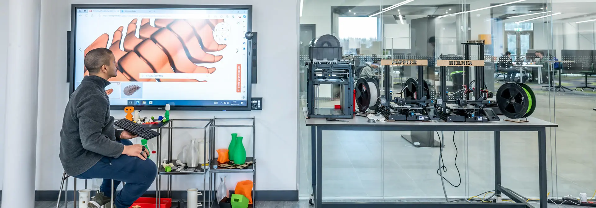 Student working on a 3d printing project