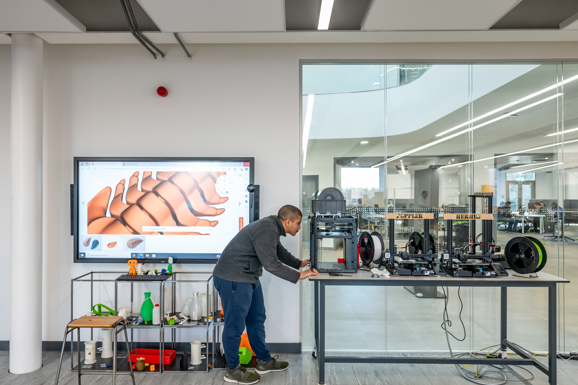 Student working on a 3d printing project
