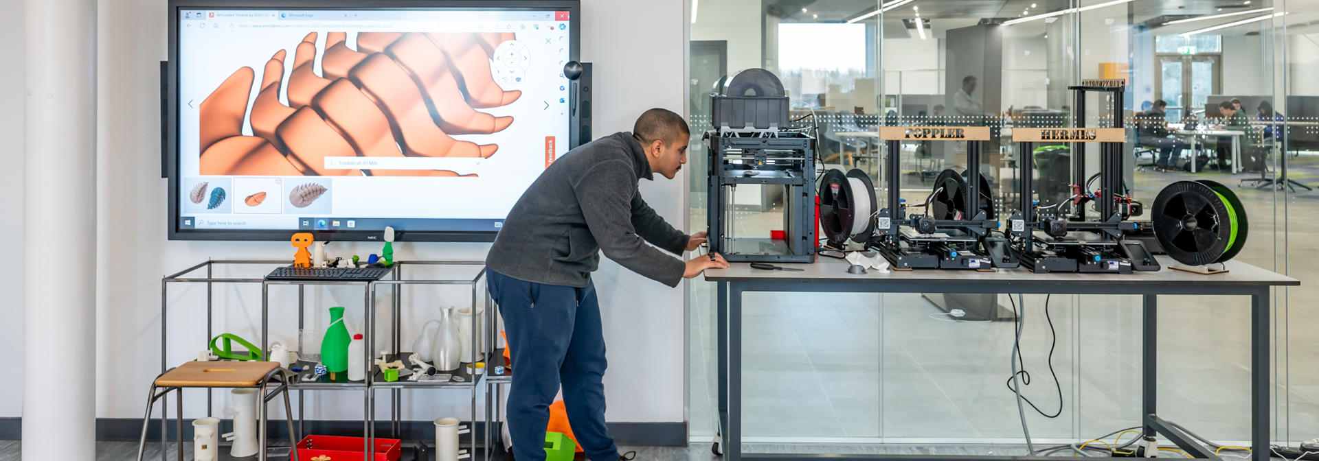 Student working on a 3d printing project