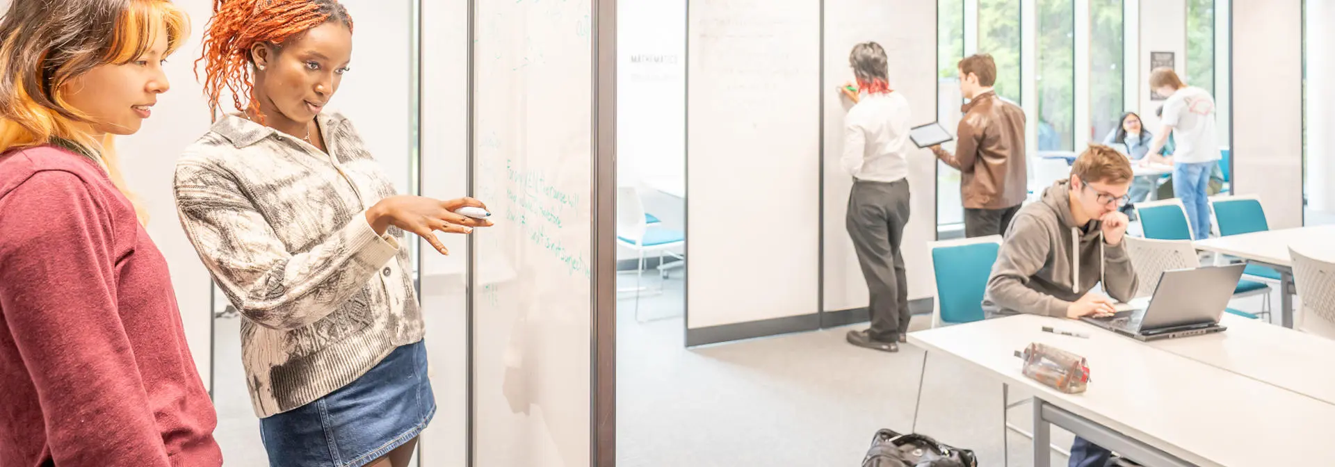 Students working in a math lab
