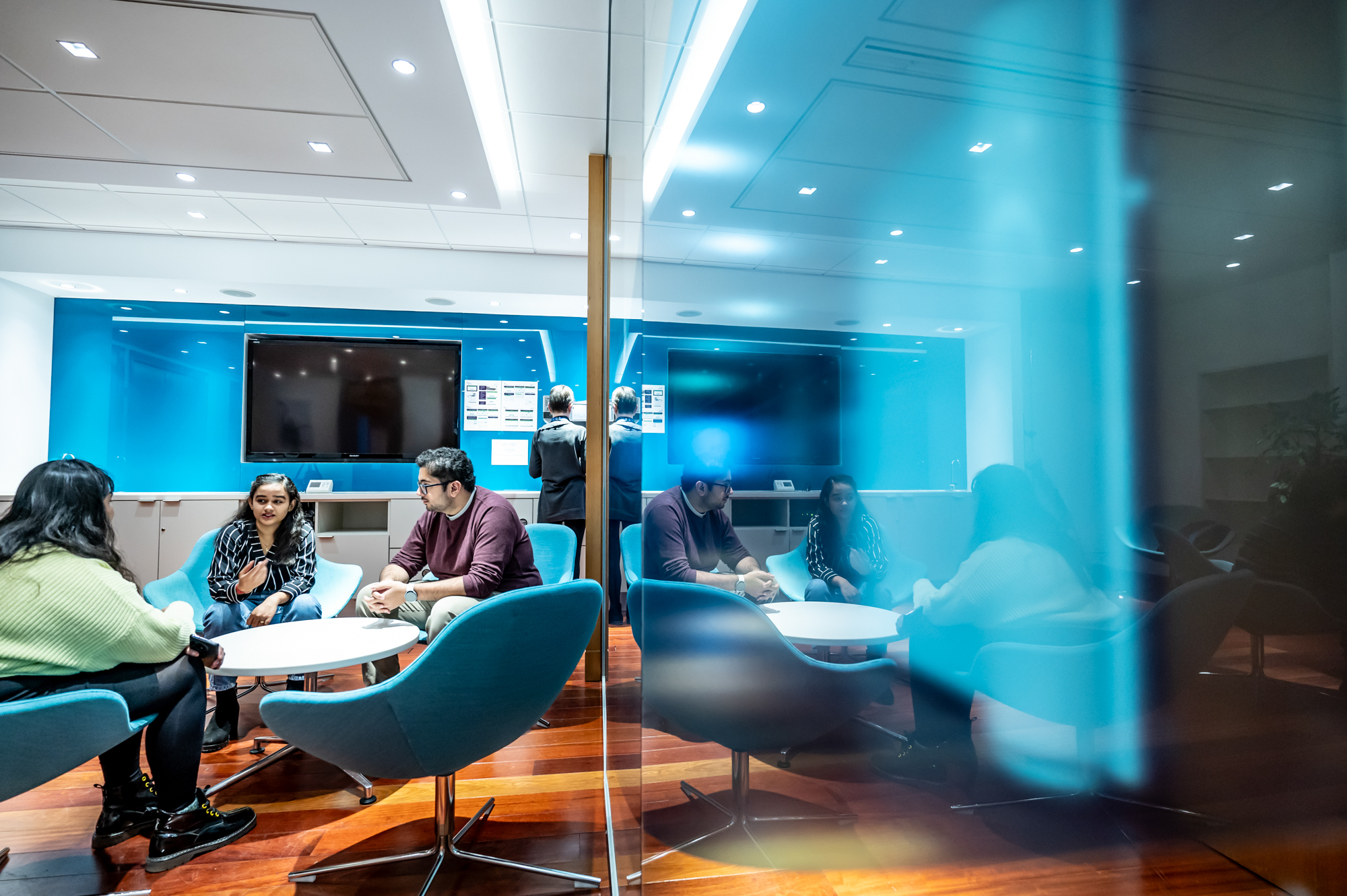 Students talking together in a common area