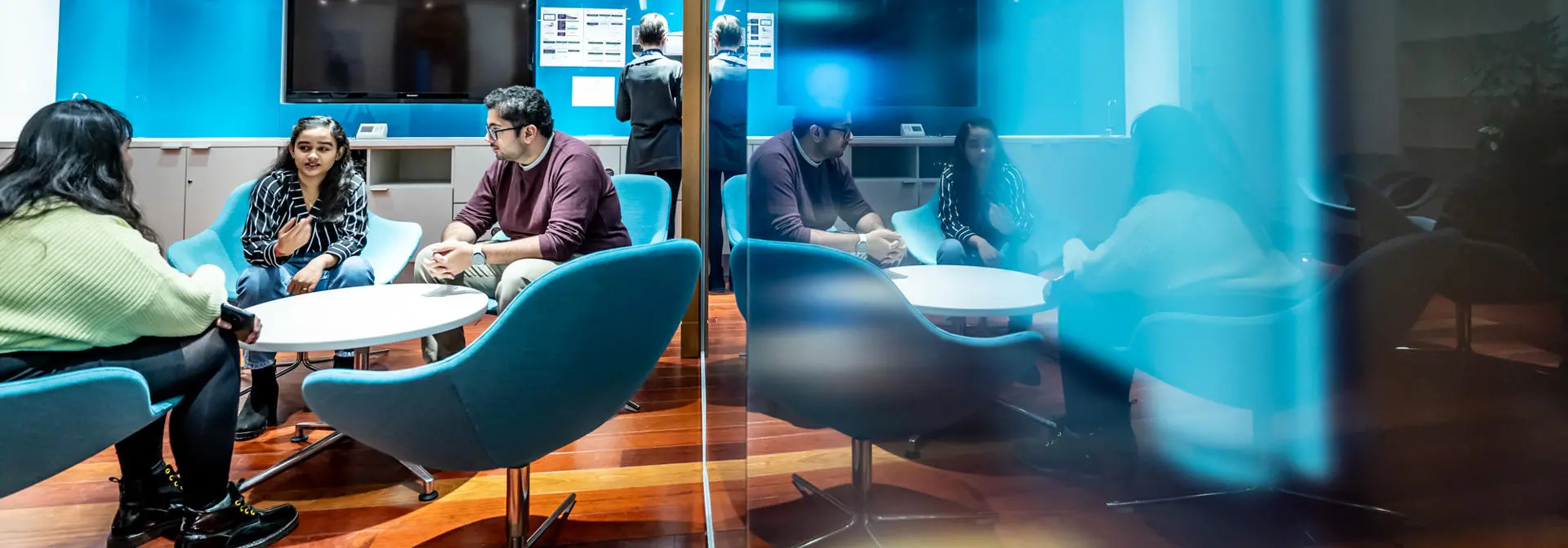 Students talking together in a common area