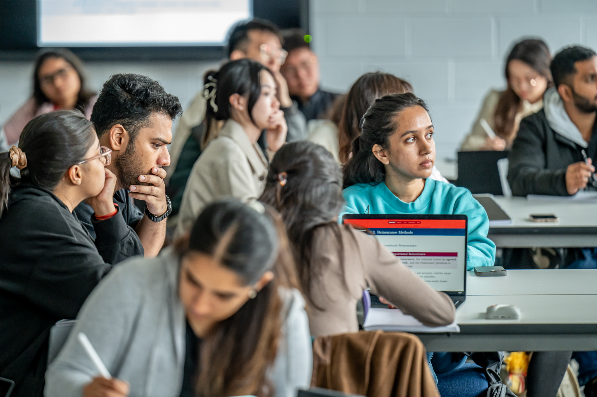 Students in a lecture in a classroom
