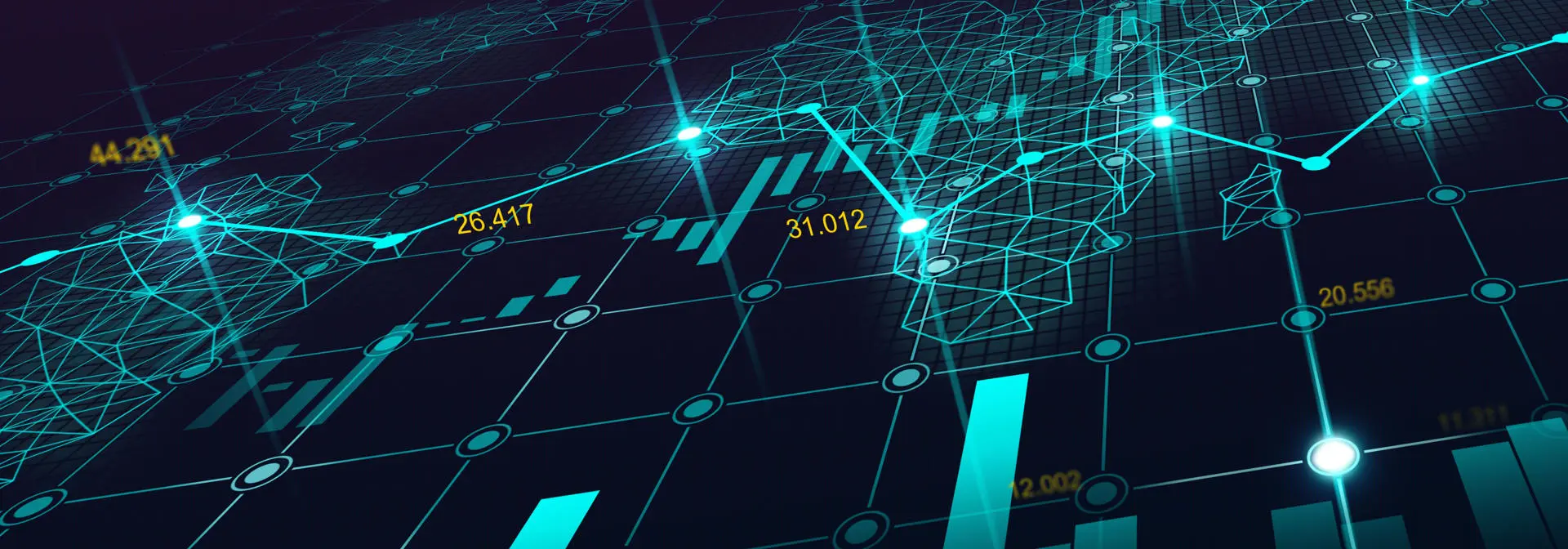 graphical representation of countries being connected through a line with an overlay of finance bar charts