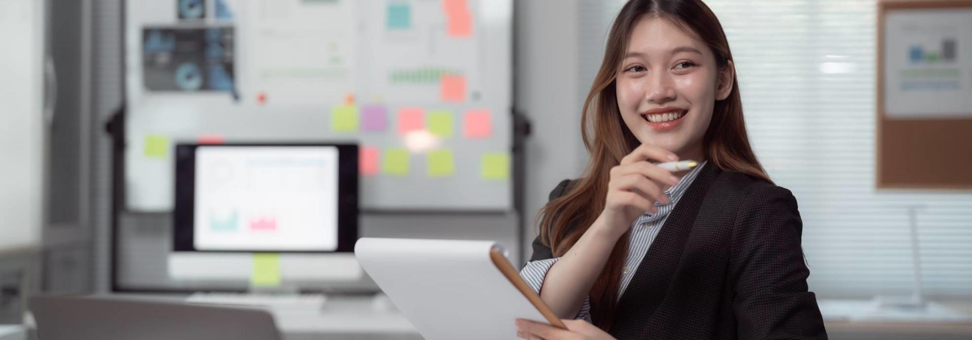female student smiling to camera