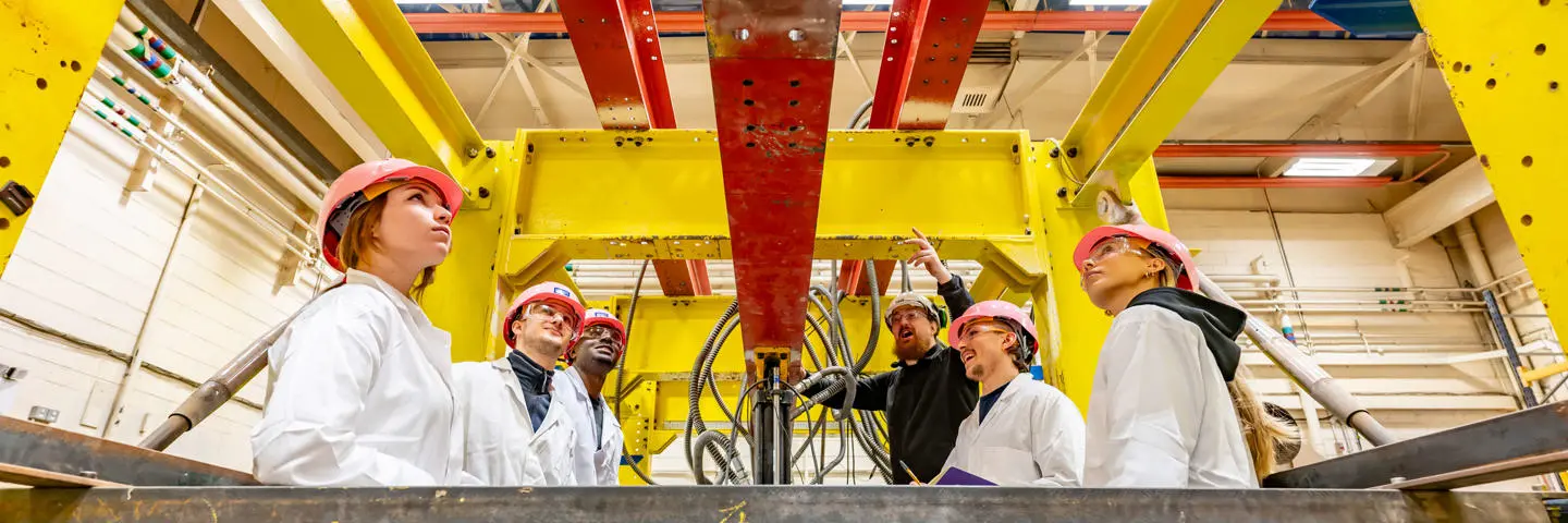 Civil Engineering students in the ground floor workshop