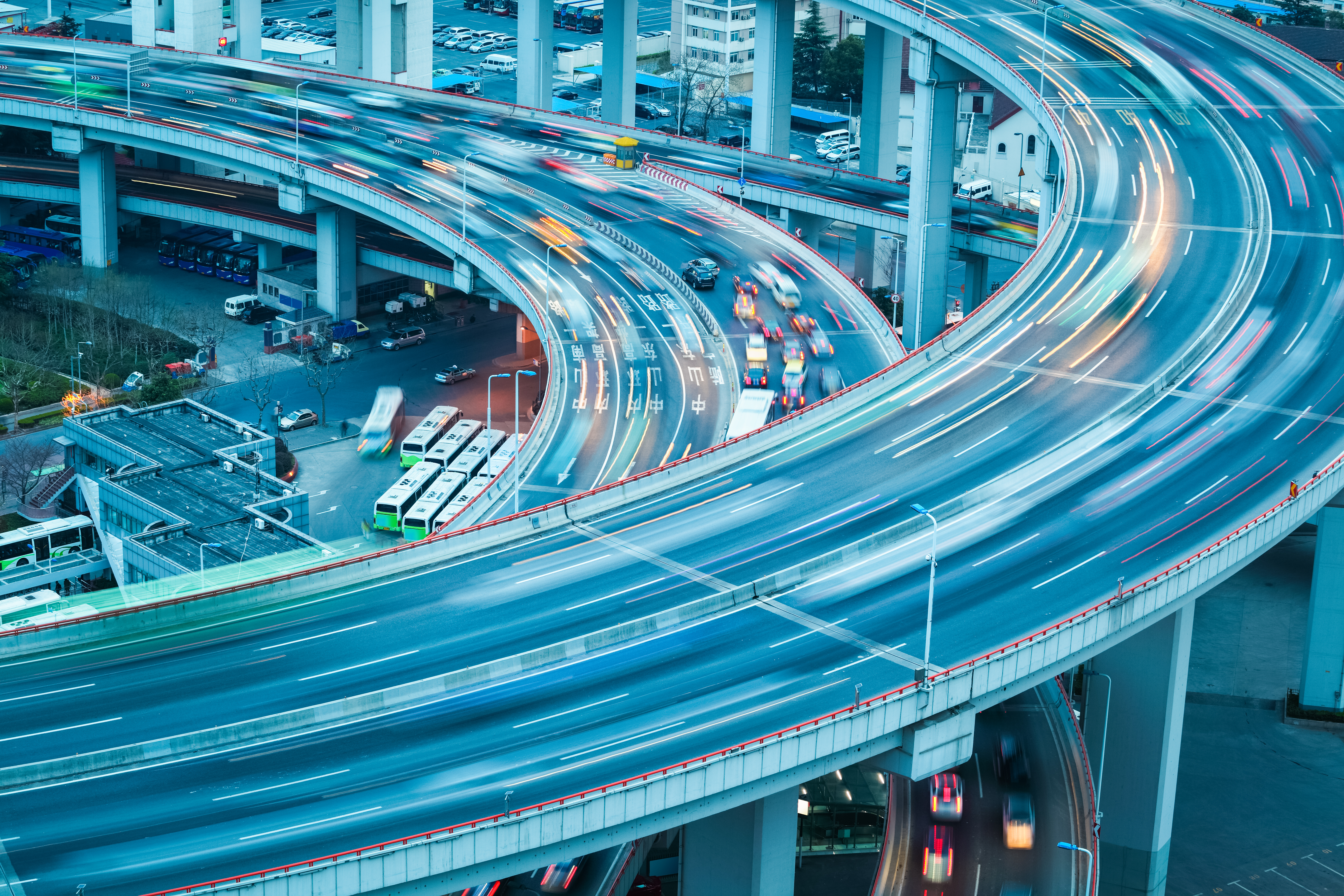 long exposure photography of cars on a highway