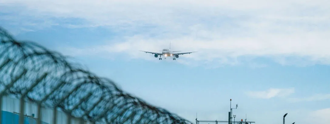 An aeroplane preparing to land.