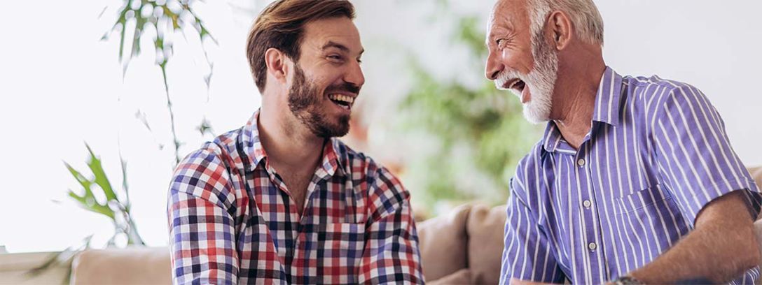 'Home' is perceived as a private place to share time with family; an intimate space, away from the prying eyes of others. Two men laughing