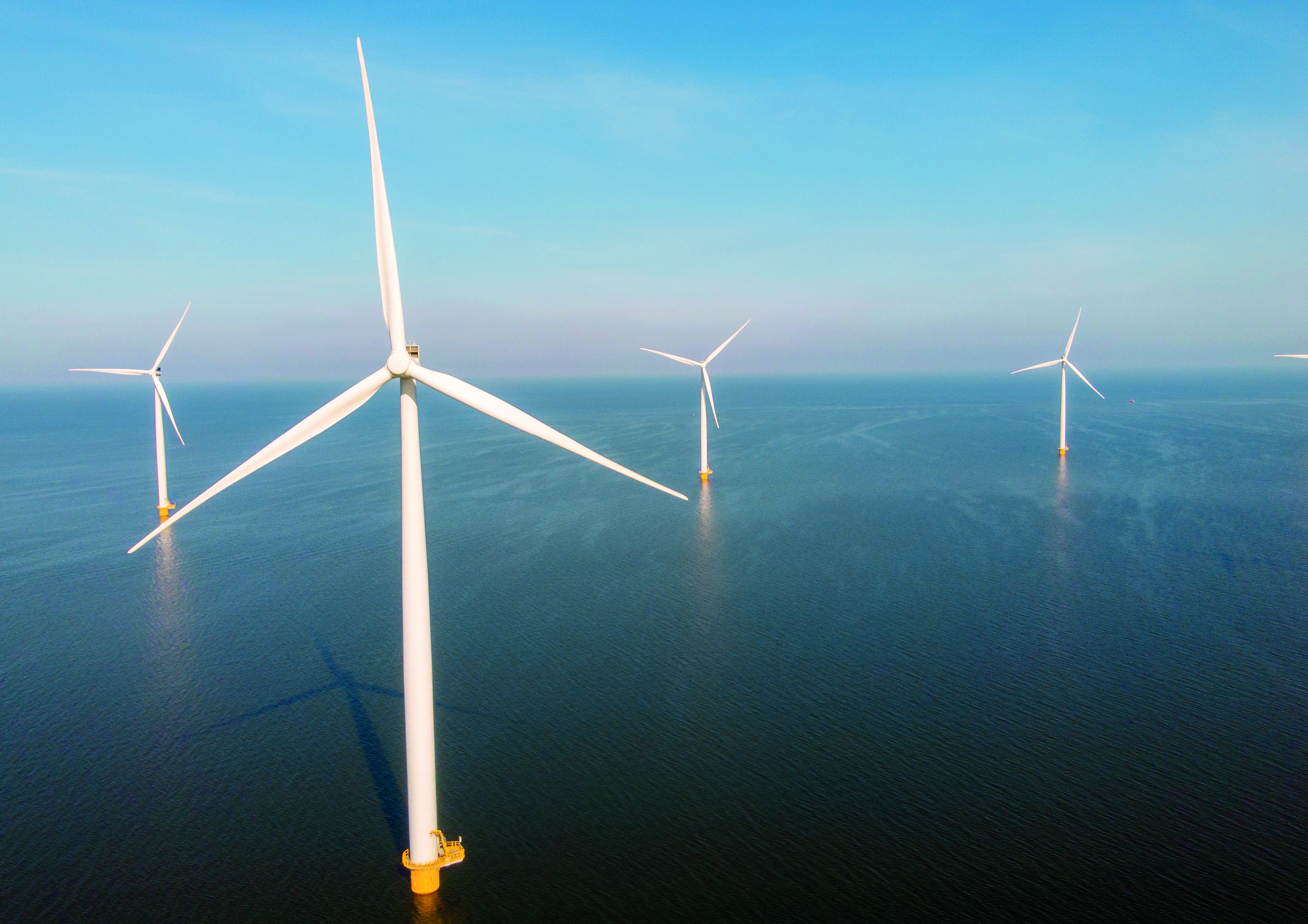 Off-shore wind farm seen from above