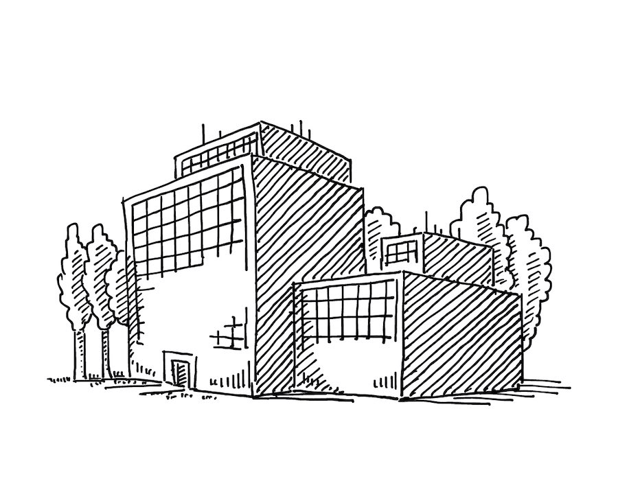 Buildings and trees