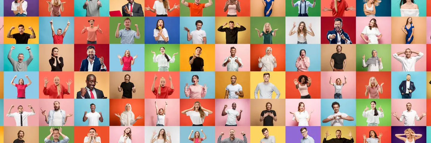A gallery of thumbnail photos of people posing for the camera
