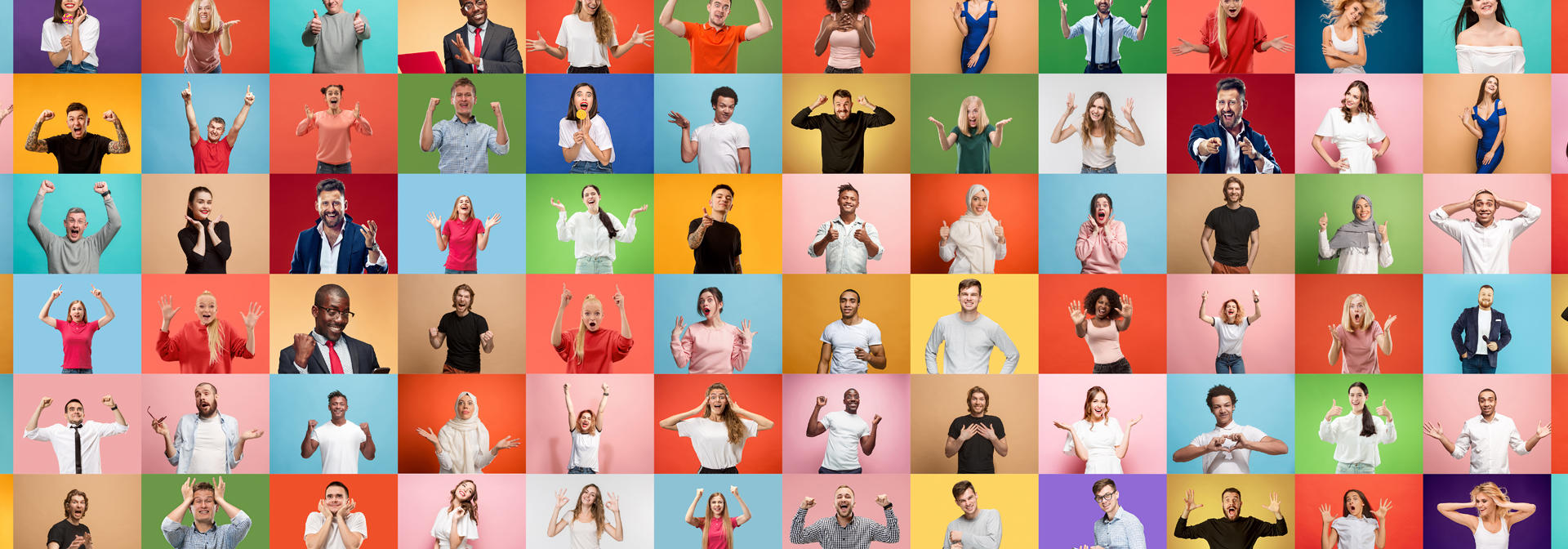 A gallery of thumbnail photos of people posing for the camera