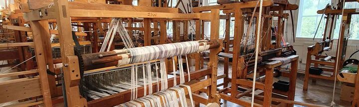 Wooden textiles equipment in workshop