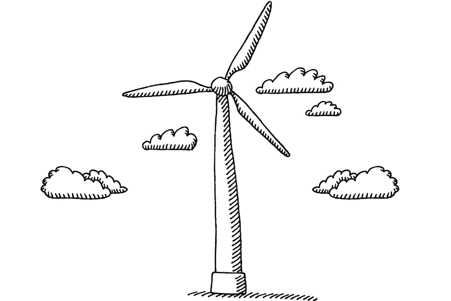 drawing of wind turbine