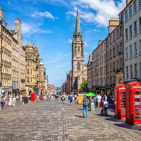 The royal mile on a sunny day