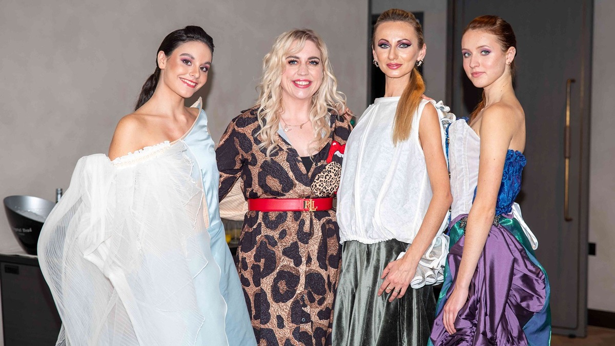 Carina Pratt, second left, with models wearing her designs.