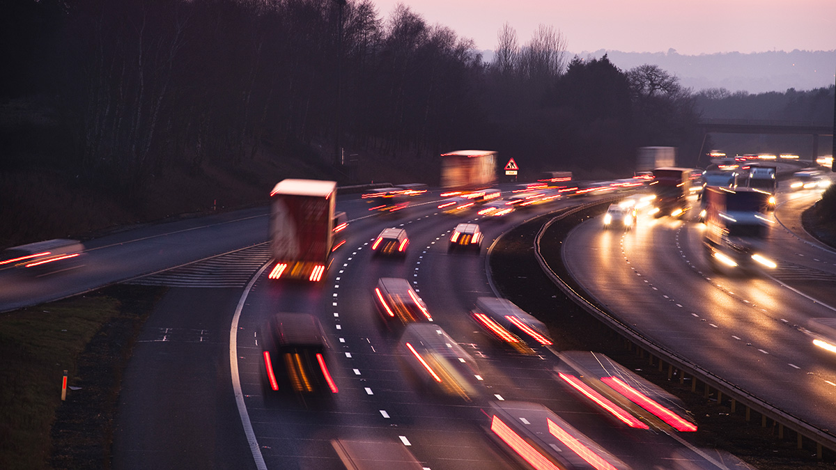 Traffic on the M42 motorway near Birmingham