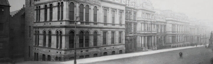 Heriot-Watt College building in Chambers Street, Edinburgh, black and white