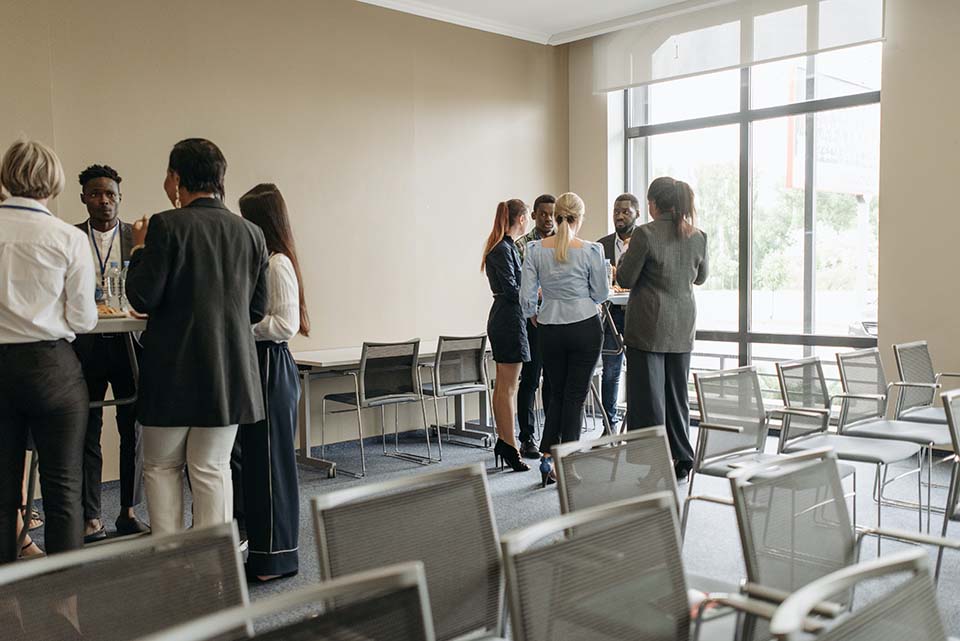 Groups of people at a conference