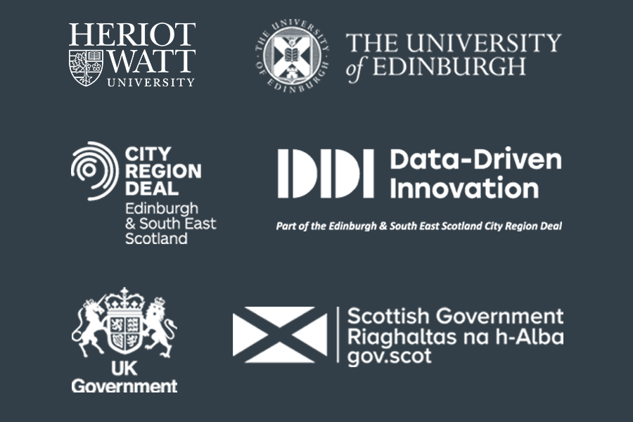 Data Driven Innovation partner logos: Heriot-Watt University, University of Edinburgh, City Region Deal (Edinburgh and SE Scotland), UK Government, Scottish Government