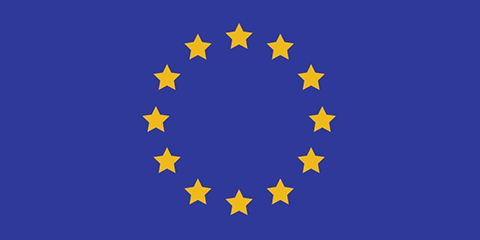 Flag of the European Union, 12 yellow stars in a cirle on blue background
