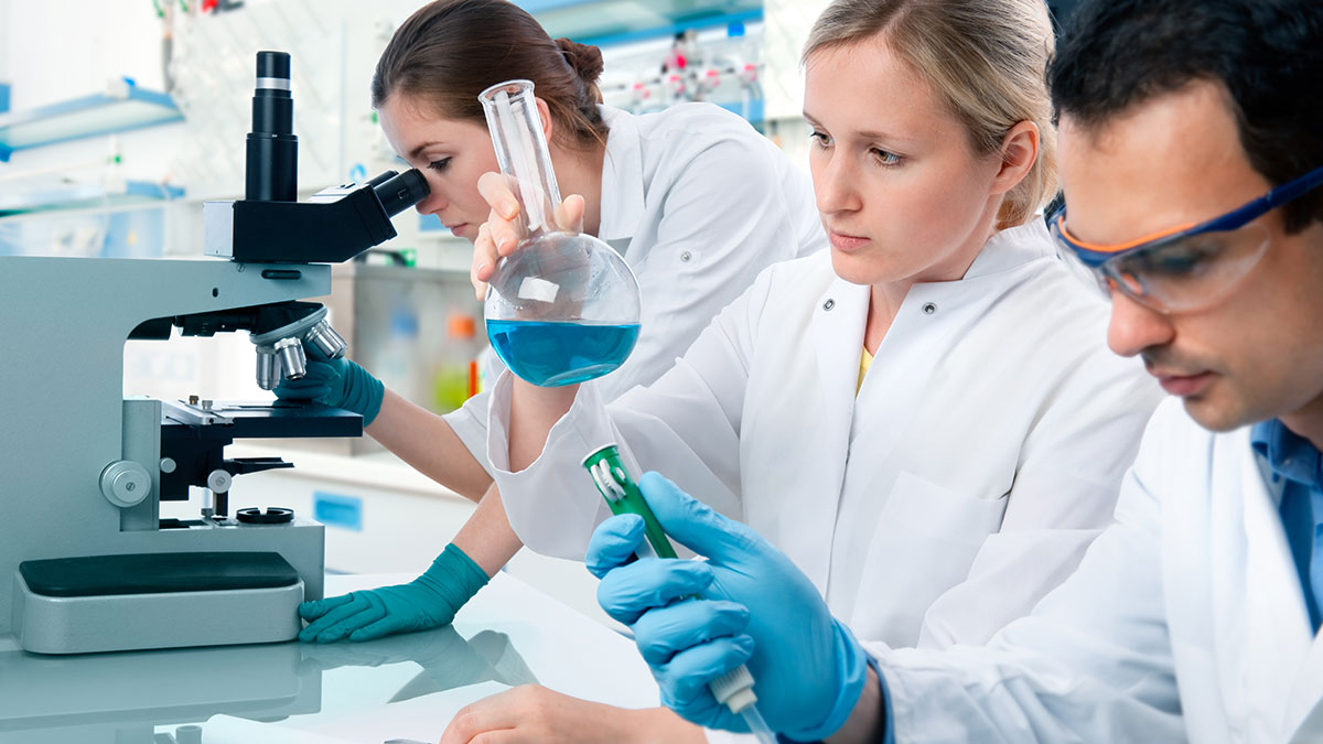 Group of scientists at work in a laboratory