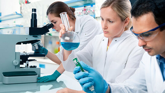 Group of scientists at work in a laboratory