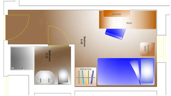 Room layout for en suite room