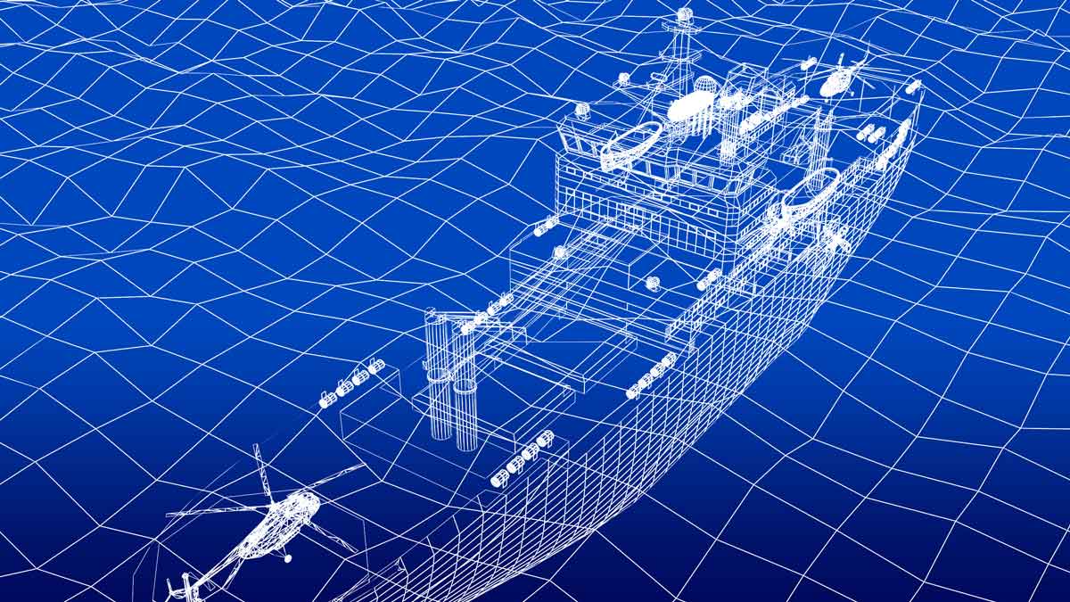 £d wireframe of a ship