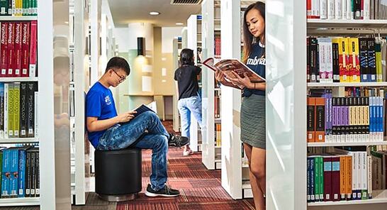 Students in the library