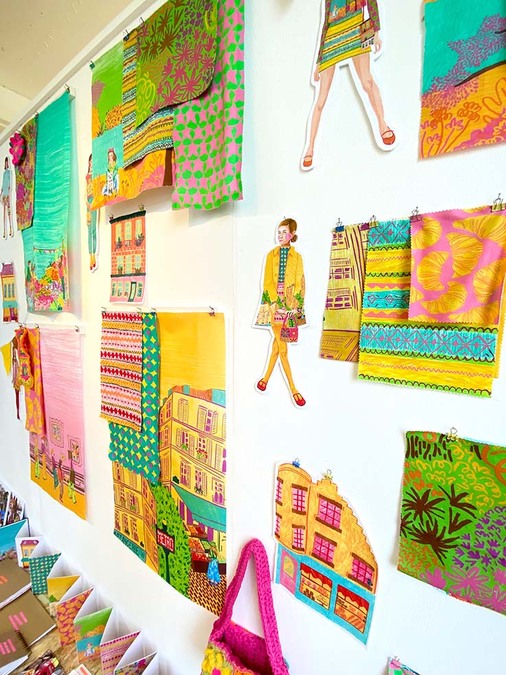 Imagery of Lauryn Hood's project, Sunday Girl, displaying sketches of outfits and samples from the final project