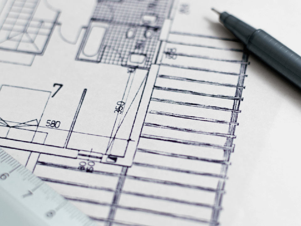 technical drawing of a building