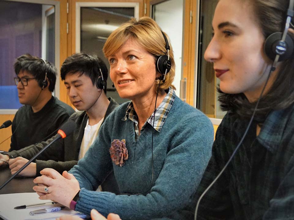 Languages students in interpreting lab