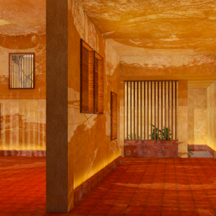 digital render of interior hallway