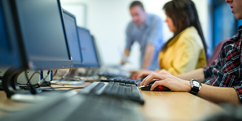 Students using computers