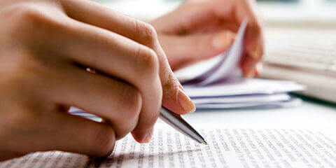 Hand writing with a pen